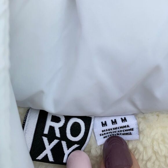 ROXY White Snow Puffer Hooded Jacket Sz M - Picture 14 of 16